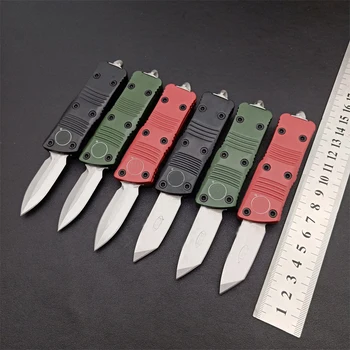 MT Мини джобни ножове Micro OTF Tech Knife Малък преносим EDC ловен нож за нощуване на открито зелен