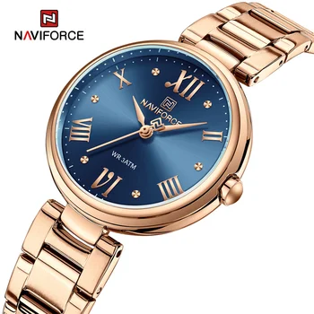 NAVIFORCE Луксозни маркови часовници за жени, Мода водоустойчив кварцов ръчен часовник от неръждаема стомана, дамски часовници Relogio Feminino 2023
