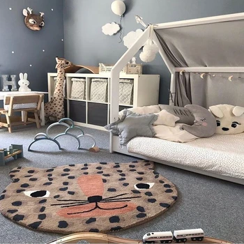 Nordic INS, детски килим с анимационни леопардовым любимец, Дебели нощни подложки за спални, кабинет, противоскользящий стол, изтривалка за врата