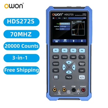 OWON HDS272/HDS272S Ръчен Цифров Осцилоскоп 3-в-1, Генератор на сигнали, Мултицет, 2 канала, честотна лента 40/70 Mhz, 20000 точки