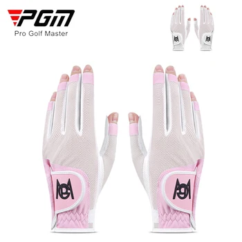 PGM 1 Чифт Женски диша етажа ръкавици за голф, женски мини спортни ръкавици без пръсти, еластични ръкавици за голф на лявата и дясната ръка