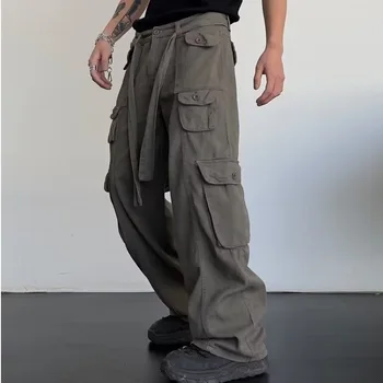 Prowow Панталони-карго мъжки американски високите улични модерен ретро хип-хоп хулиганские красиви японски ежедневни панталони с права тръба