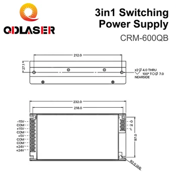 QDLASER 3в1 Импулсно Захранване CRM-600QB 5 НА 15 от 24 ДО 110/220 16.5 A 5A Система за захранване на оптични влакна Маркировочной машини