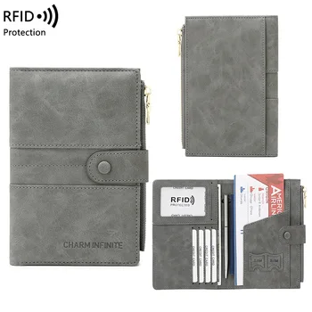 RFID Проста модни корици за паспорти, ултра-тънък портфейл за паспорт, Женски Мъжки портфейл с цип, държач за кредитни карти, аксесоари за пътуване