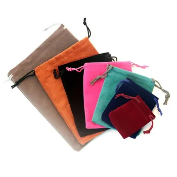 Sale10/50 бр./лот, 9x12, 10x15 см, цветна кадифе чанта, чанта за опаковане на бижута, кадифени торбички с завязками различни цветове,