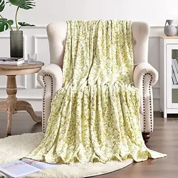 SaltaStore - Фланелевое флисовое одеяло от супер мека, лека микрофибър с флорални принтом за дивана, одеялото върху целия сезон