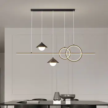 SANDYHA Модерен минималистичен светлина Луксозни полилеи Креативната led лампа с дълга ивица за масата за хранене Висящи лампи