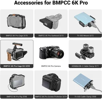 SmallRig Professional Full DSLR Camera Cage Стенд + Комплект с горната дръжка и затваряне за студено башмака за камерата BMPCC 6K Pro 3299