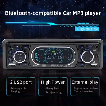 SWM 8809 Кола FM-радио 1 Din, Пластмаса, Метал, Bluetooth, съвместим с дистанционно Управление, Двойно USB-стерео MP3-плейър 차량용 MP3 플레 _BOS_어