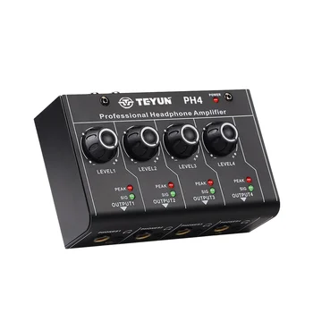 TEYUN PH-4 8-Лентов Усилвател за слушалки 4X6,35 мм + 4X3,5 мм TRS 4-Канален Аудиомикшер за мобилен телефон, компютър, Сплитер за слушалки, штепсельная вилица САЩ