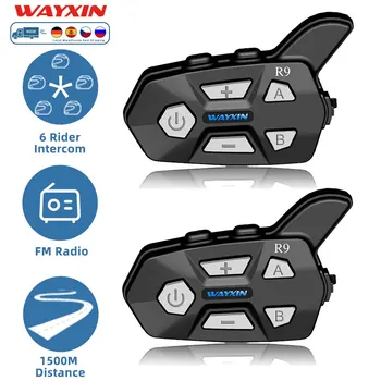 WAYXIN R9 Каска Слушалки Мотоциклет Домофон 6 Състезатели Переговорное Устройство BT5.0 Intercomunicador Moto Водоустойчив FM радио