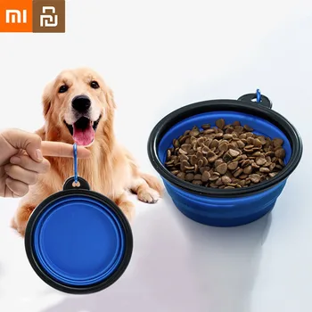Xiaomi Youpin Голяма сгъваема купа за храна за кучета, Аксесоари за пътуване, Купа за кученца, силиконова купа, Преносим сгъваема плоча за вечеря на открито