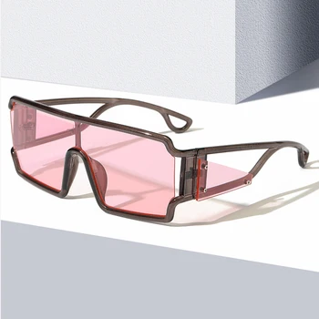 Y2K Реколта маркови дизайнерски големи Квадратни Слънчеви очила Женски За мъже, Модни слънчеви очила с плосък покрив, Трендови слънчеви очила в стил пънк, Цели слънчеви очила
