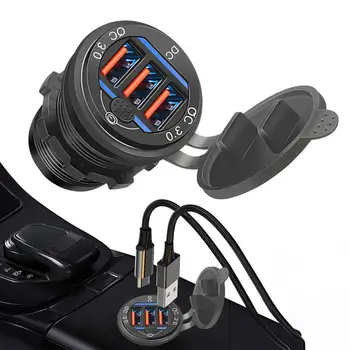 Автомобилен USB адаптер QC3.0, USB-зарядно устройство с 3 порта, автоаксесоари за жени/Мъже, Бързо зареждане, жак за автомобилни регистратори на GPS