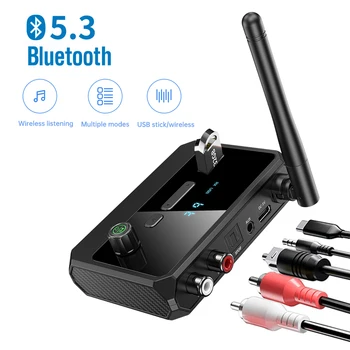 Аудиоприемник Bluetooth 5.3 С Безжична Поддръжка на U-диск, Аудиоадаптер С Оптично AUX жак 3,5 мм RCA за автомобилен телевизор, Тонколони за КОМПЮТЪР, Нови