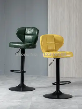 Бар стол с модерен просто с повдигане завъртане на облегалката, лесен стол за рецепцията, луксозен модерен бар стол за дома, железен стол с високи крака