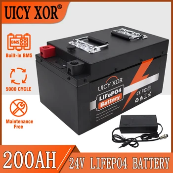 Батерия LiFePO4 24V 200Ah Вграден в BMS Блок литиево-железен фосфат елементи За подмяна на по-голямата част резервно копие на източник за домашно съхранение на енергия