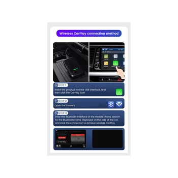 Безжичен адаптер Carplay, Преносима Автомобилна Навигационна смарт кутия за Apple Wireless Carplay Dongle