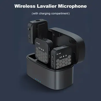 Безжичен микрофон с ревери 2,4 G за камера, аудио касета видео блог, YouTube, 50-метров петличный микрофон със зарядно устройство