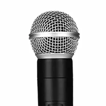 Безжичен микрофон система с два безжични динамични микрофони Ръчен микрофон за партита, сватбени реч, DJ Home KTV Set