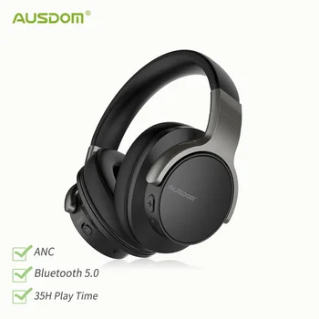Безжични слушалки AUSDOM ANC8 с активно шумопотискане Bluetooth 5.0 Слушалки с микрофон Handfree 30 часа възпроизвеждане за IOS и Android