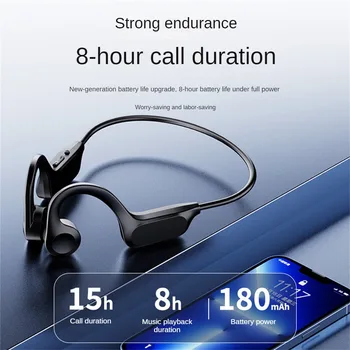 Безжични слушалки слушалки с костна проводимост Bluetooth 5.3 Водоустойчива Спортна слушалки с микрофон за тренировки, Джогинг шофиране