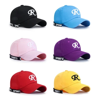 Бейзболна шапка с бродерия на буквата R, жени, Мъже, Пролет-Лято, Однотонная Солнцезащитная Шапка, Ежедневни Регулируема Шапка на шофьор на камион е в стил хип-хоп