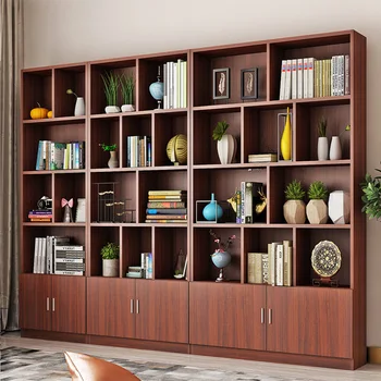 Библиотеката с като шкаф за съхранение на Модерен проста работа дървени шкафове свободна комбинация на подови полици за съхранение на