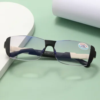 Бифокални Очила За четене, Модни Очила за далекогледство, Далечни и Близки Точки + 1,0 - + 4,0, Мъжки слънчеви Очила с Защита От синя Светлина, Прозрачни