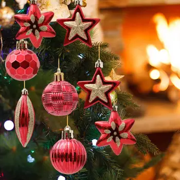 Блестящата украса, Коледни Украси, Блестящи Коледни Декорации, 39 Празнични Висящи Топки за Домашен интериор, Блестящи Многоцветни