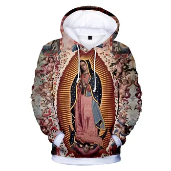 Богородица Гваделупская, Дева Мария, Католическата Мексико, Висококачествени Ежедневни блузи, мъжки есенна hoody с качулка яке в стил харадзюку, дрехи