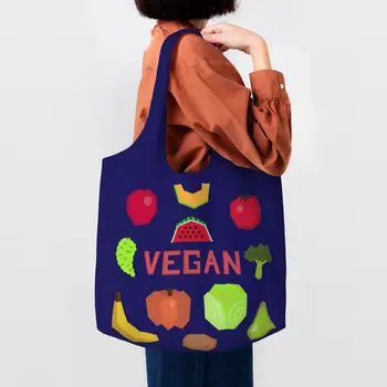 Веганская чанта за здравословно хранене, чанти за пазаруване, Дамски чанти за плодове и зеленчуци, Холщовая чанта за пазаруване, чанти Голям капацитет, чанти