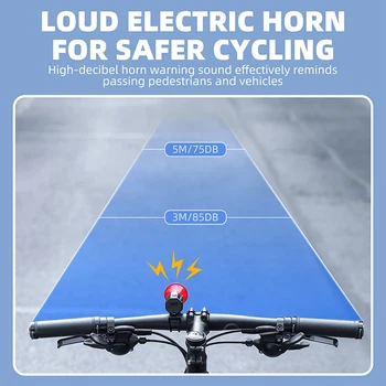 Велосипеден звънец, Велосипеди Електронен Силен звуков сигнал, Аларми за сигурност, Електрически USB-акумулаторна батерия Водоустойчив Велосипеден предупредителен звънец за планинските пътища