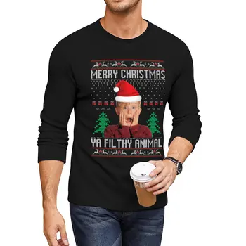 Весела Коледа, Мръсни животни, Пуловер с мръсни животни, Забавен Коледен пуловер, Забавно е грозно Коледа, Коледна тениска Long Mo