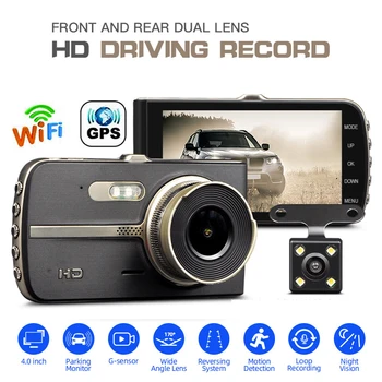 Видеорекордер Предна Камера за обратно виждане 1080P Full HD видео Рекордер за шофиране GPS WiFi Автомобилен Видеорекордер Паркинг монитор Черна кутия Авто Dvr