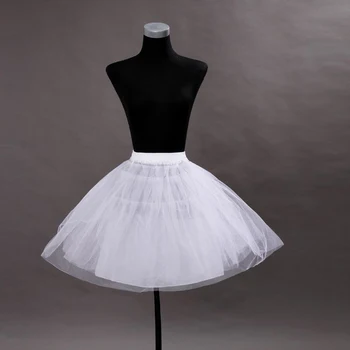 Висококачествена Бяла Къса долна пола, без Обръч с Кринолином За момичета, пола-пакетче, Дамско Бална рокля