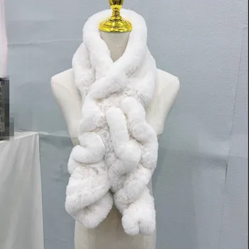 Висококачествена естествена кожа заек Рекс основата на шията, есенно-зимен шал, дамски мека топло за врата