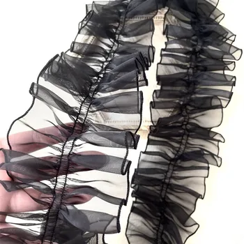 Висококачествена прозрачна лейси плат органза с рюшами, поли, за облекло 