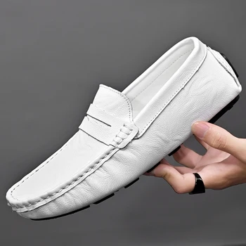 Висококачествени мъжки обувки от естествена кожа, улични ежедневни обувки, нескользящая бяла, спортни обувки за мъже zapatillas hombre