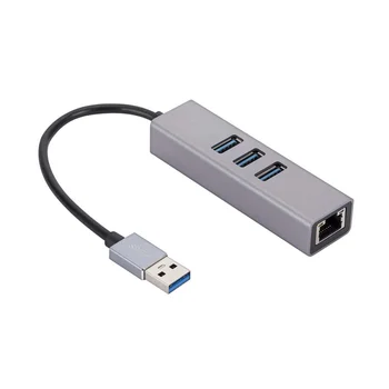 Гигабитная мрежова карта USB от Алуминиева Сплав, 3 Порта 3,0, ХЪБ USB, RJ-45, Гигабитная мрежова карта Ethernet-адаптер
