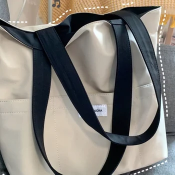 Голям Голям Оксфорд Множество плажната чанта за пазаруване, Дамски чанти-тоут, эстетичная однотонная студентски ежедневна чанта, чанта през рамо