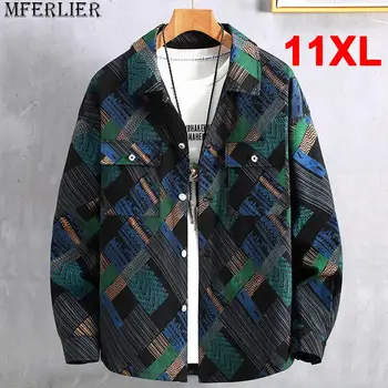 Градинска облекло в стил хип-хоп, дънкови якета, мъжки дънкови палто размер Плюс 11XL 10XL, клетчатая пролет-есен яке с графити, Голям размер 10XL