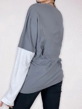 Дамска риза с дълъг ръкав Y2k, Ретро Оборудвана със скъсен Покрив, Тениски, Есен облекло в стил Гръндж, Естетически Върхове