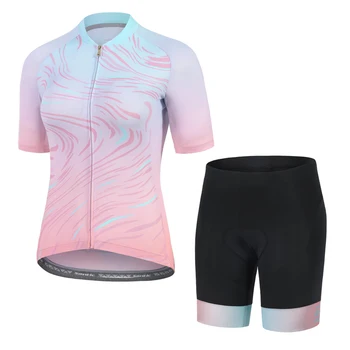 Дамски летни Велосипедни комплекти Santic за спорт на открито, велосипедни шорти с цип, Чорапогащи, Дишащи велосипедни костюми