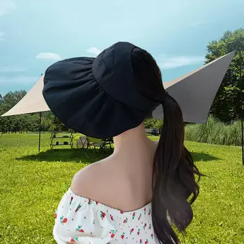 Дамски Летни Солнцезащитная шапка с принтом пеперуди, празен надмощие, vinyl подплата, Дамски солнцезащитная шапка, цилиндрична форма easy солнцезащитная шапка, пътна шапка