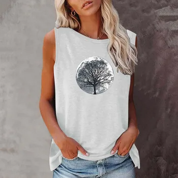 Дамски Свободна тениска без ръкави Seeyoushy Earth Tree, Новата модерна дамска риза в стил Харадзюку с кръгло деколте, Дамски блузи, реколта Camisetas