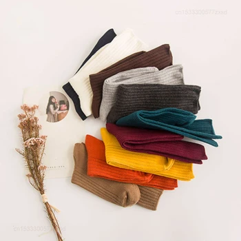 Дамски чорапи Xiaomi в стил колеж, Дишащи и Удобни памучни обикновена чорапи със средна дължина, Есенно-зимни ежедневни памучни чорапи