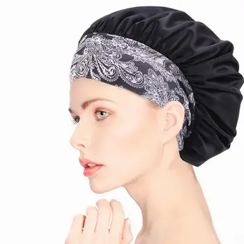 Дамски шапки за коса през нощта, Сатен, капор, обвивка на главата си Шапка за къдрава еластични естествена коса, аксесоари за подреждане в домашния салон