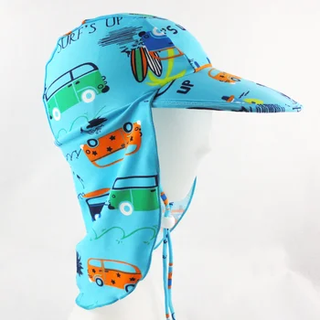 Детска шапка за плуване с модел от карикатура, лято 2023, Защита от слънцето, Плажни шапки от слънцето, Водоустойчив за момчета и момичета, Детски градинска шапка UPF 50 +