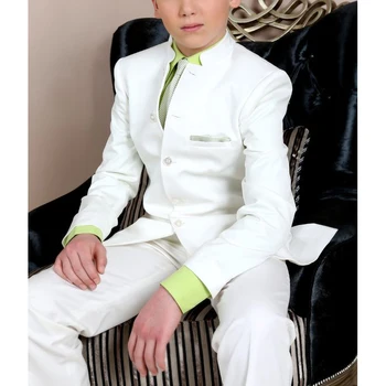 Детски дрехи в Английски стил, модерен Однобортный костюм с висока яка за момчета, Оборудвана Случайни Официален сватбен костюм за момче, 2 бр.